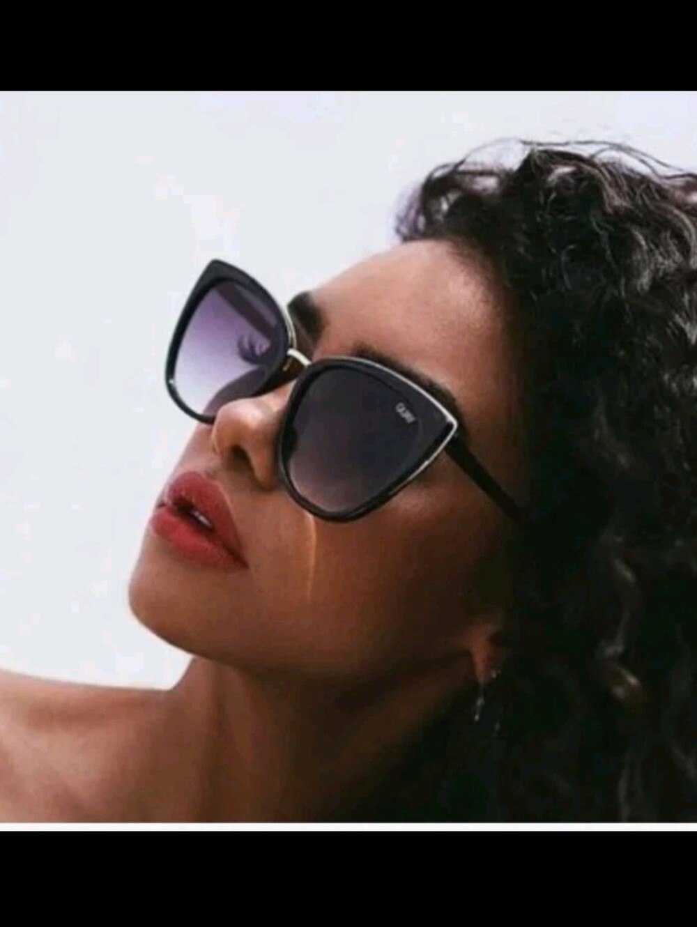 Quay Black And Gold Cat Eye Fashion Statement Sunglasses In Honey